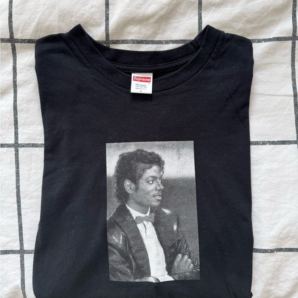 Supreme Black Short Sleeve Tee with Portrait Print
